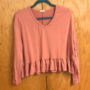 Pink ruffle long sleeve shirt